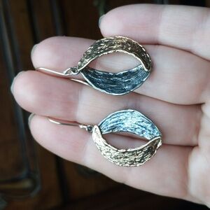 Pz israel sterling silver 925 two tone earrings dangle celestial vibes